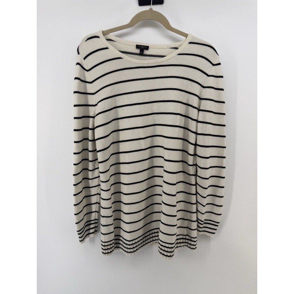 Talbots Size X Sweater Tunic Cream Black Stripe Long Sleeve